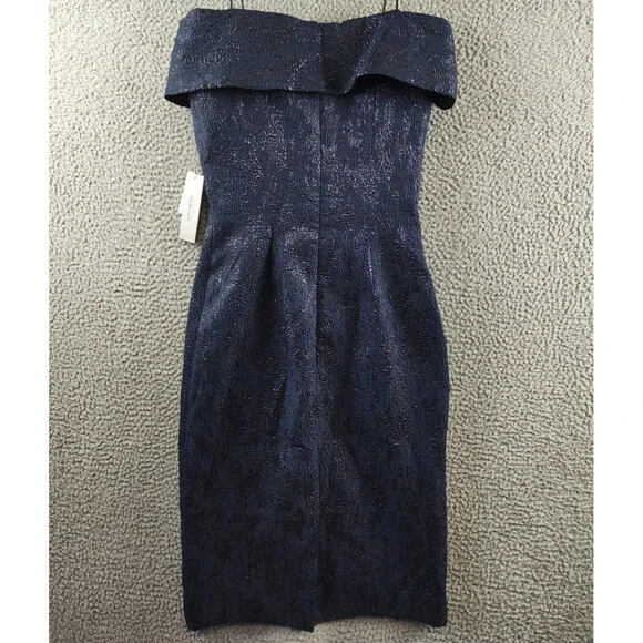 Teri Jon by Rickie Freeman Off-the-Shoulder Metallic Jacquard Dress Women's 2 - Picture 12 of 14